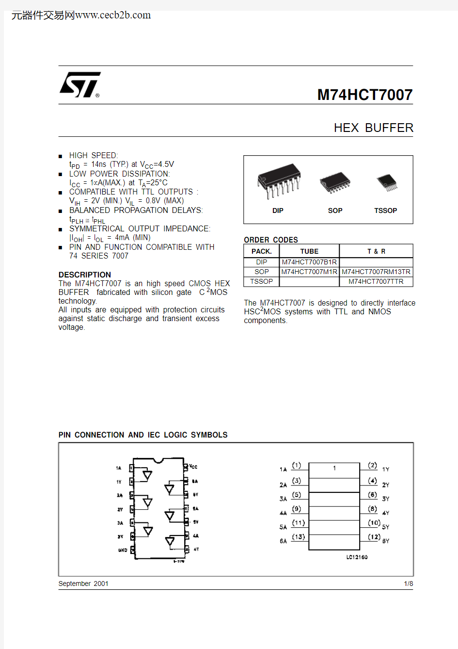 M74HCT7007RM13TR中文资料