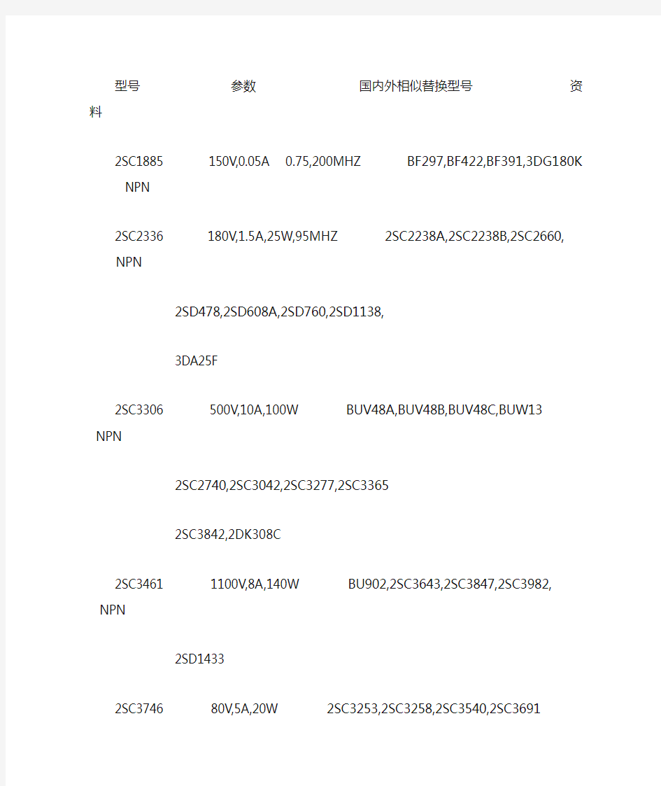 MOS管参数代换大全