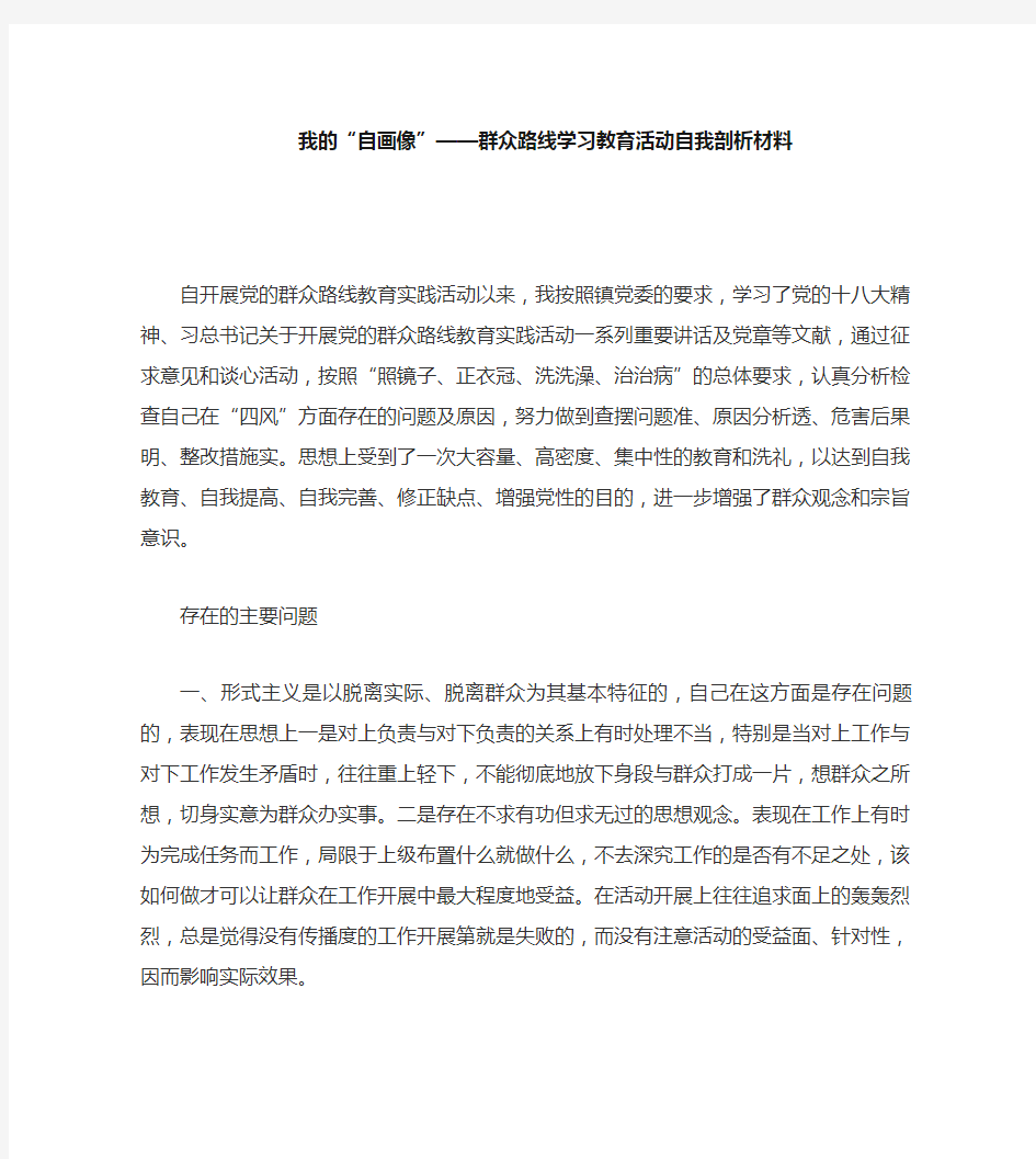 我的自画像——群众路线教育实践活动自我剖析材料