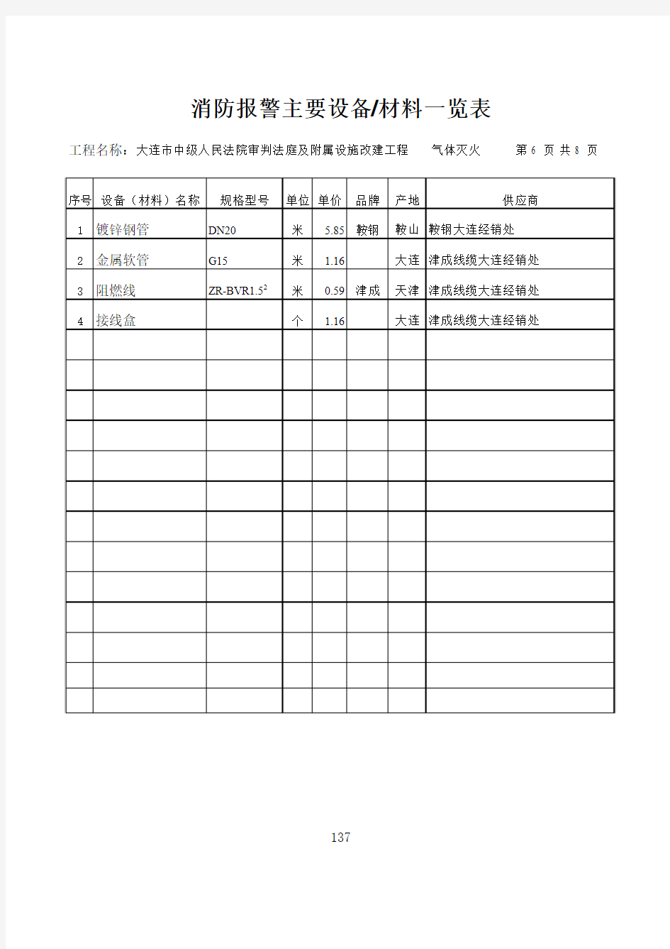 法院设备材料