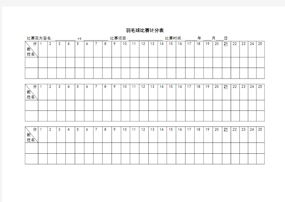 比赛计分表(最终版21分制)