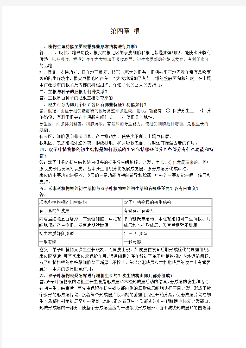 海南大学植物学2012年复习题——第四章_根