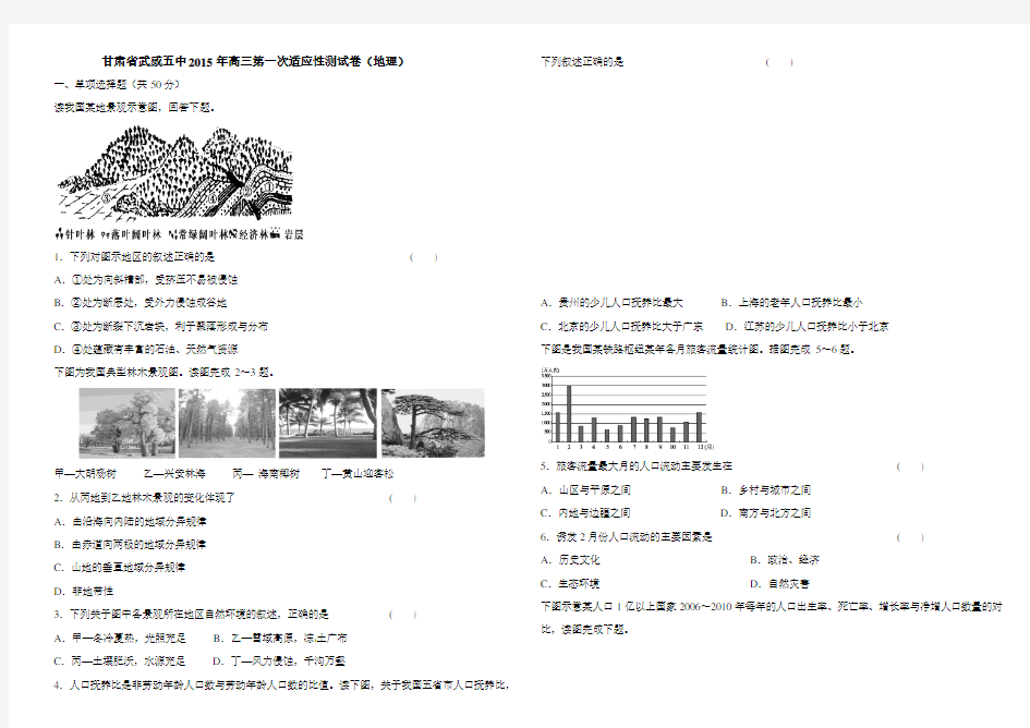 高三地理适应性测试卷(地理) 