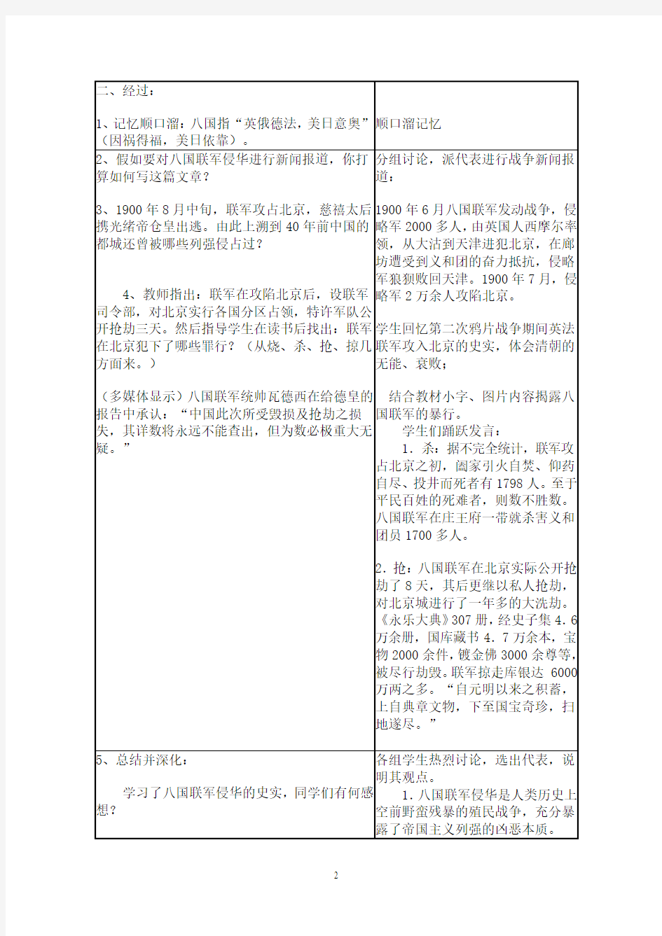 《八国联军侵华战争》教学设计