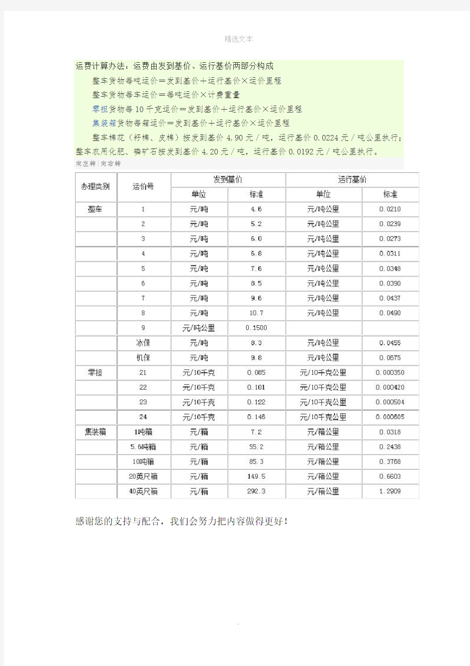 铁路货运收费标准