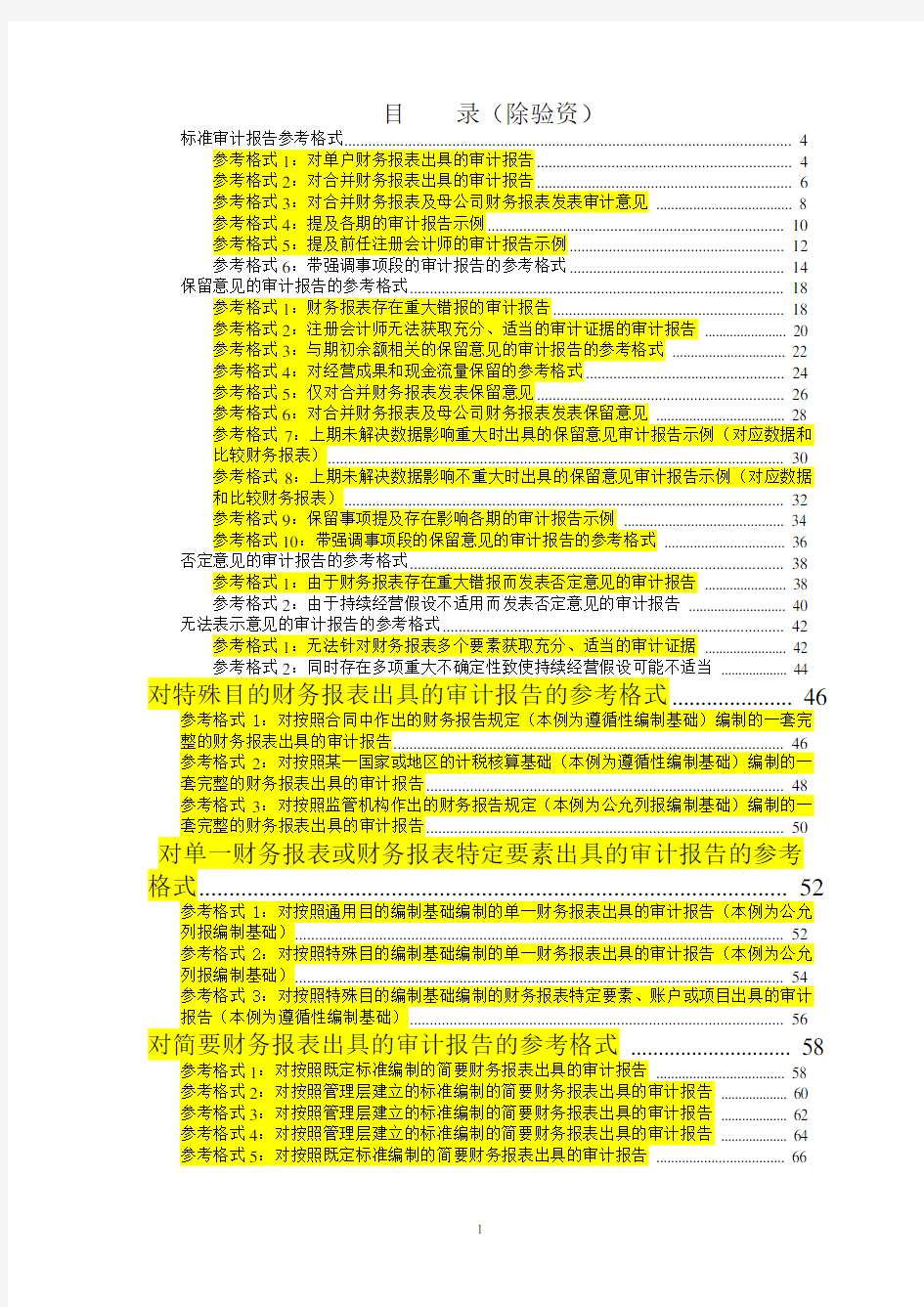 各类审计报告格式(参考)