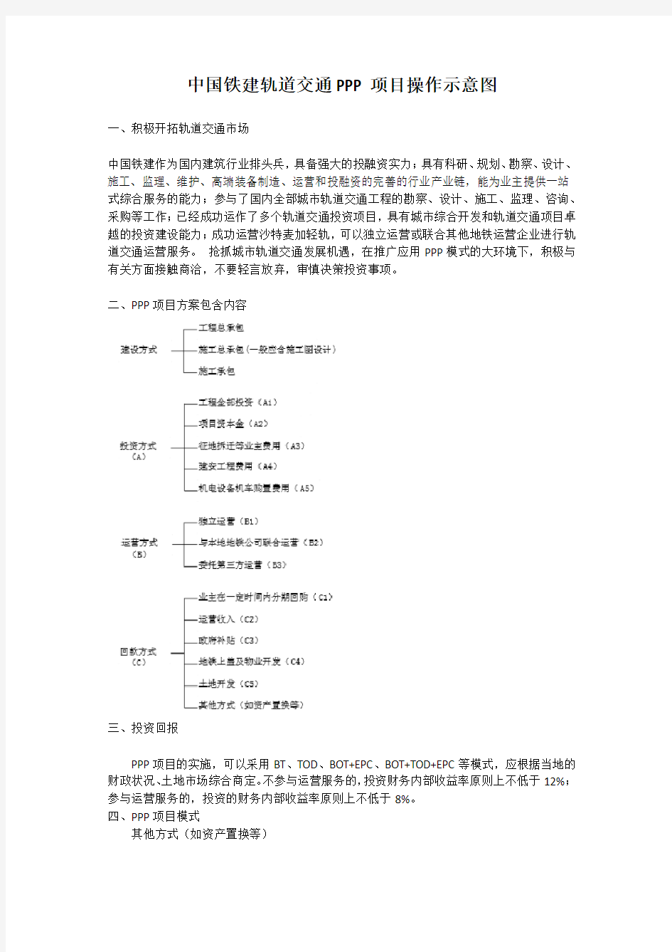 央企铁建轨交PPP项目操作示意图