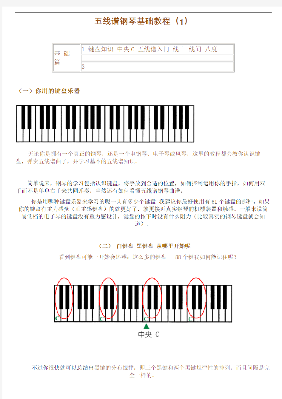 钢琴基础教程五线谱