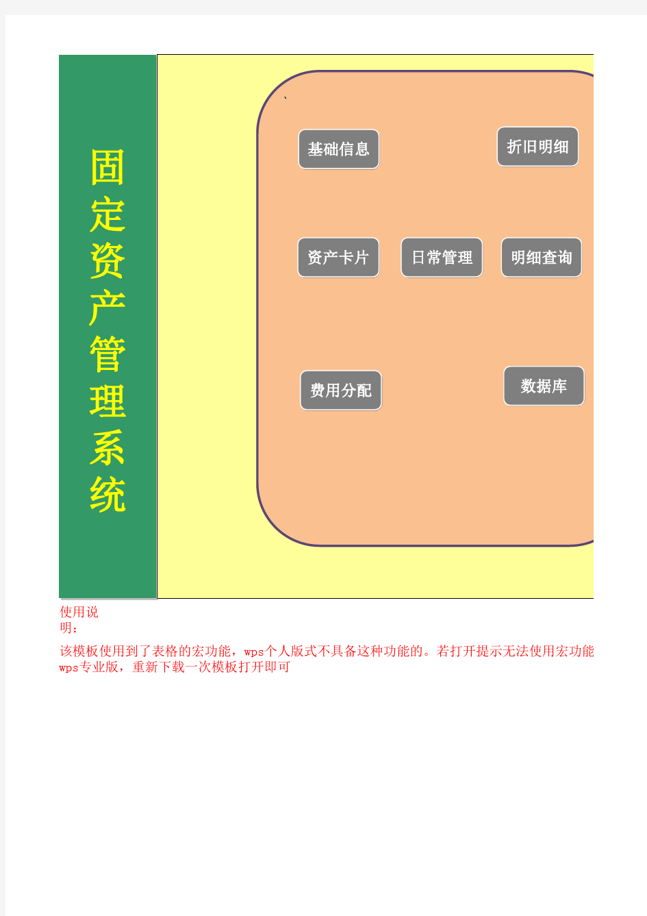 Excel表格模板：固定资产管理系统