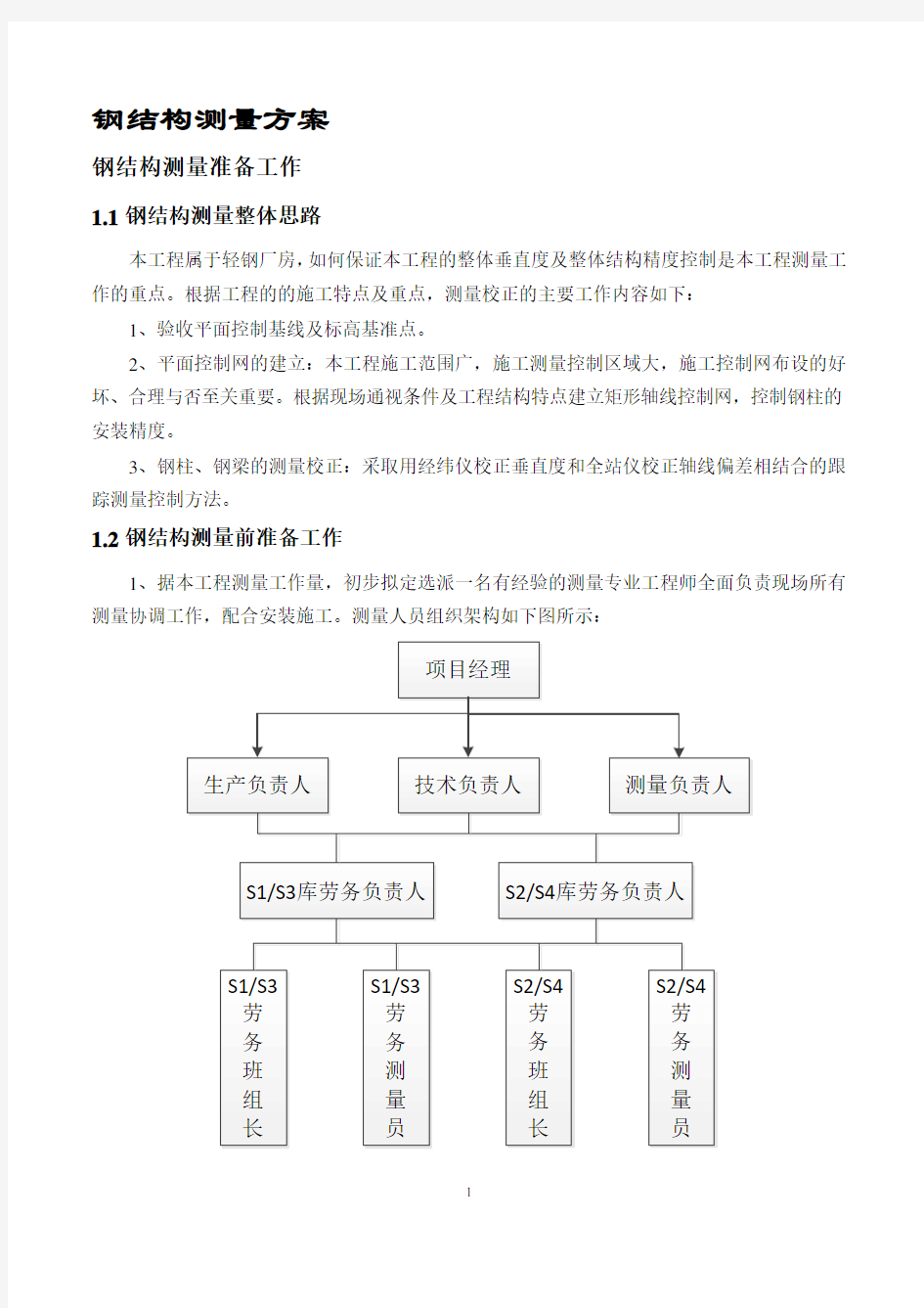 钢结构测量施工方案