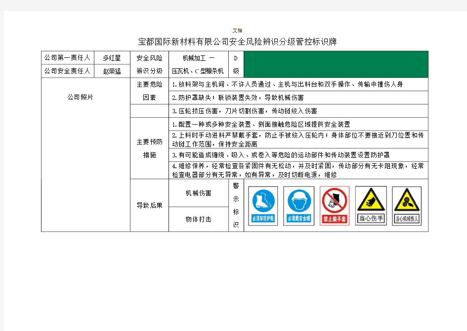 安全风险辨识分级管控标识牌-各岗位(室内)