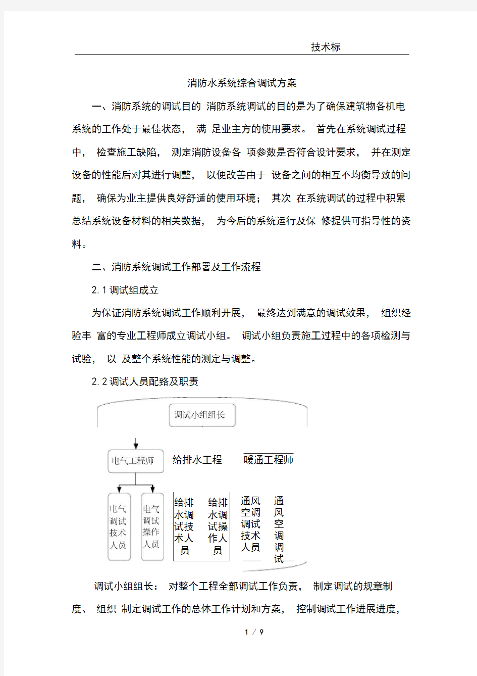 消防水系统综合调试方案