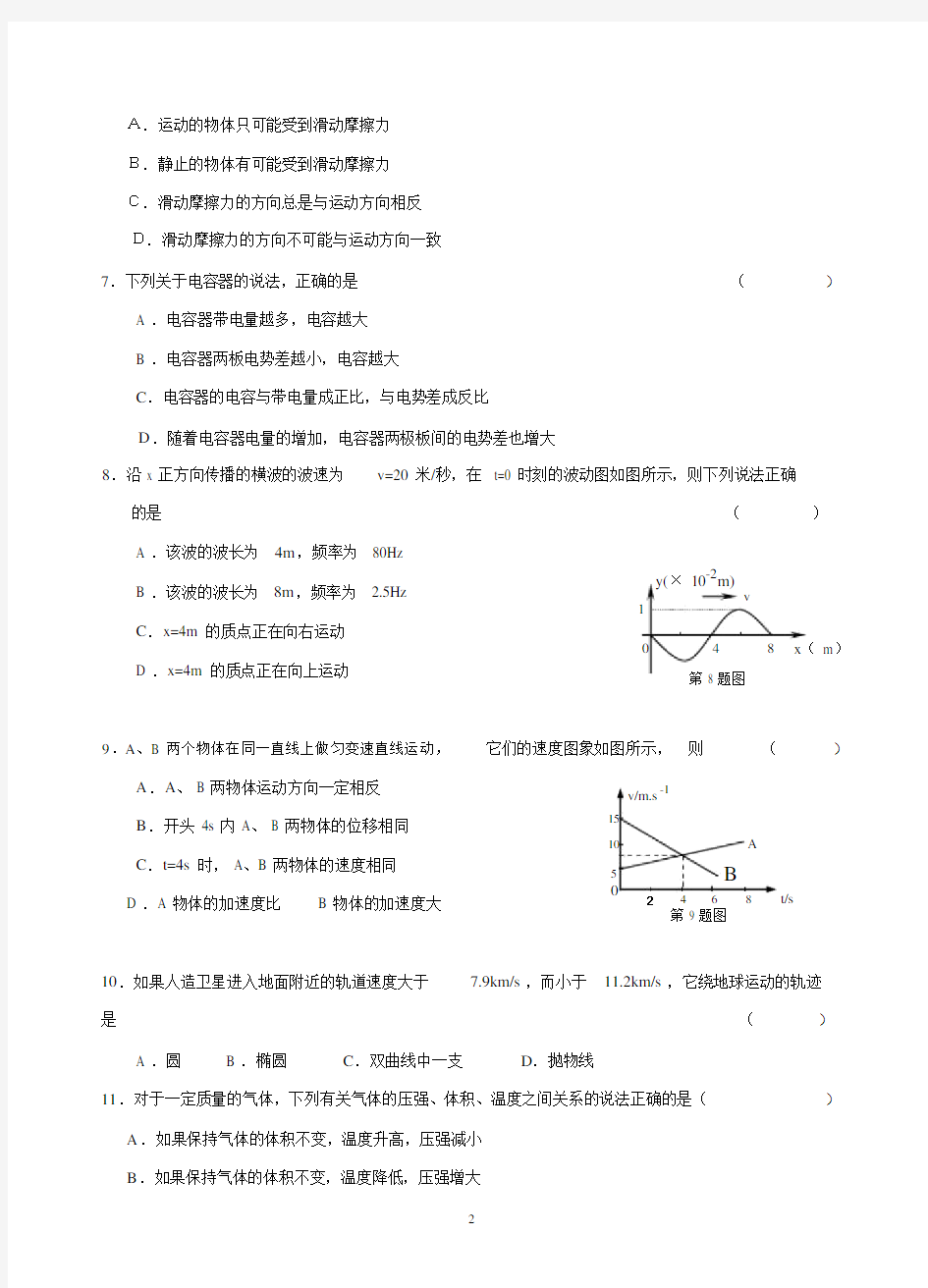 (完整版)高中物理会考模拟试题.docx