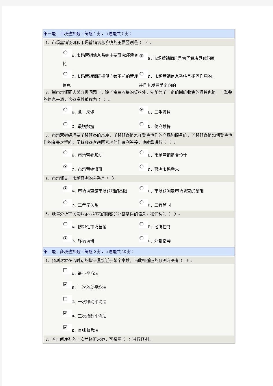 市场营销学第5章在线测试2013