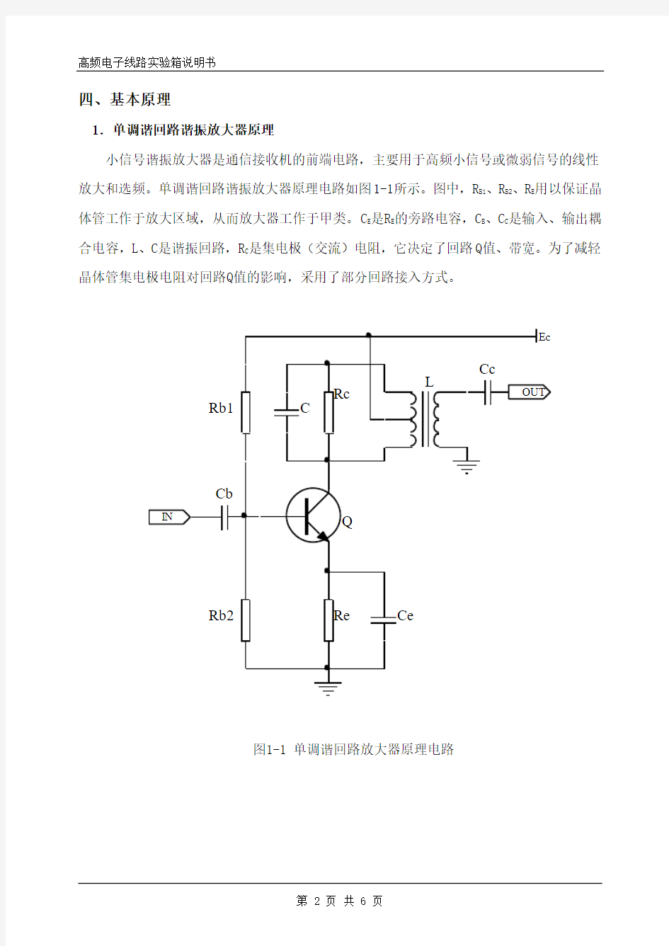 实验1__单调谐回路谐振放大器(1)