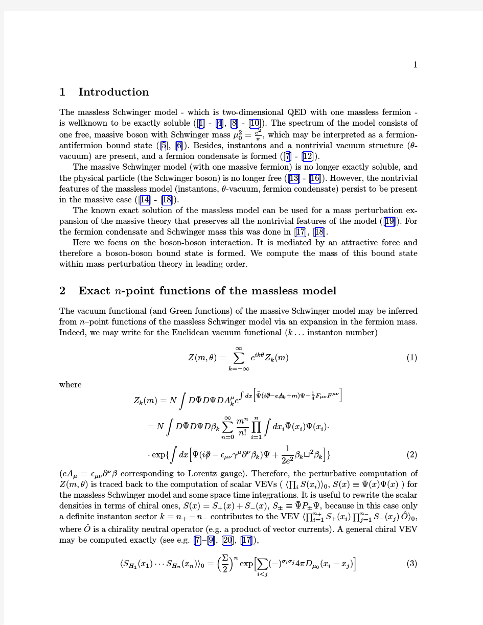 The boson-boson bound state in the massive Schwinger model