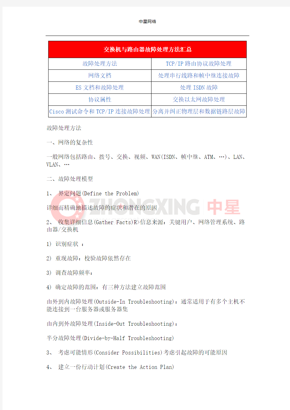 交换机与路由器故障处理方法汇总