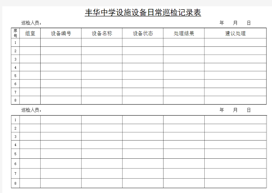 设施设备日常巡检记录表