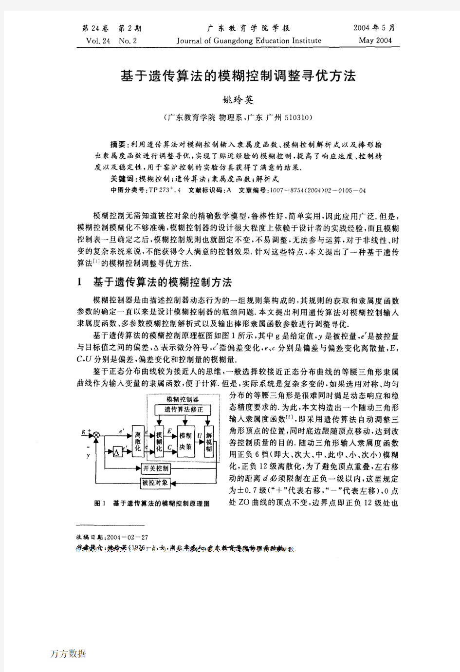 基于遗传算法的模糊控制调整寻优方法