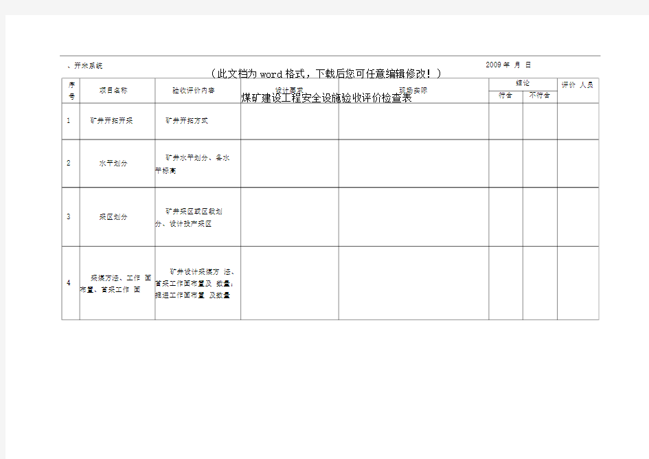 安全验收检查表