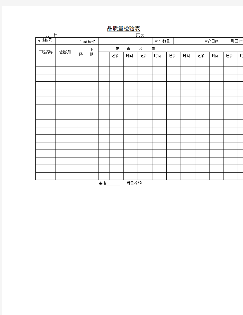 产品质量检验表 