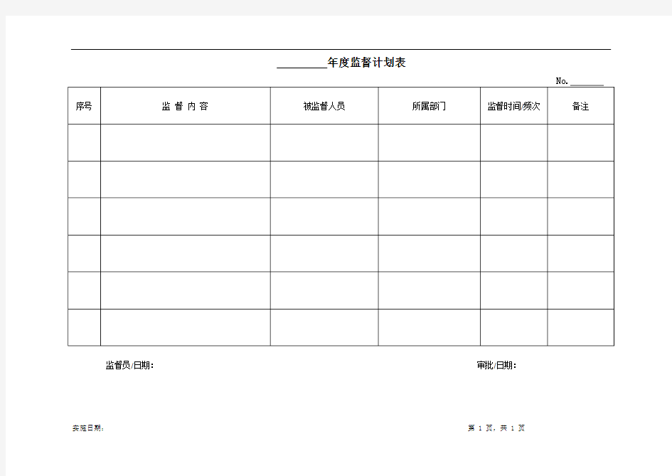 年度监督计划表