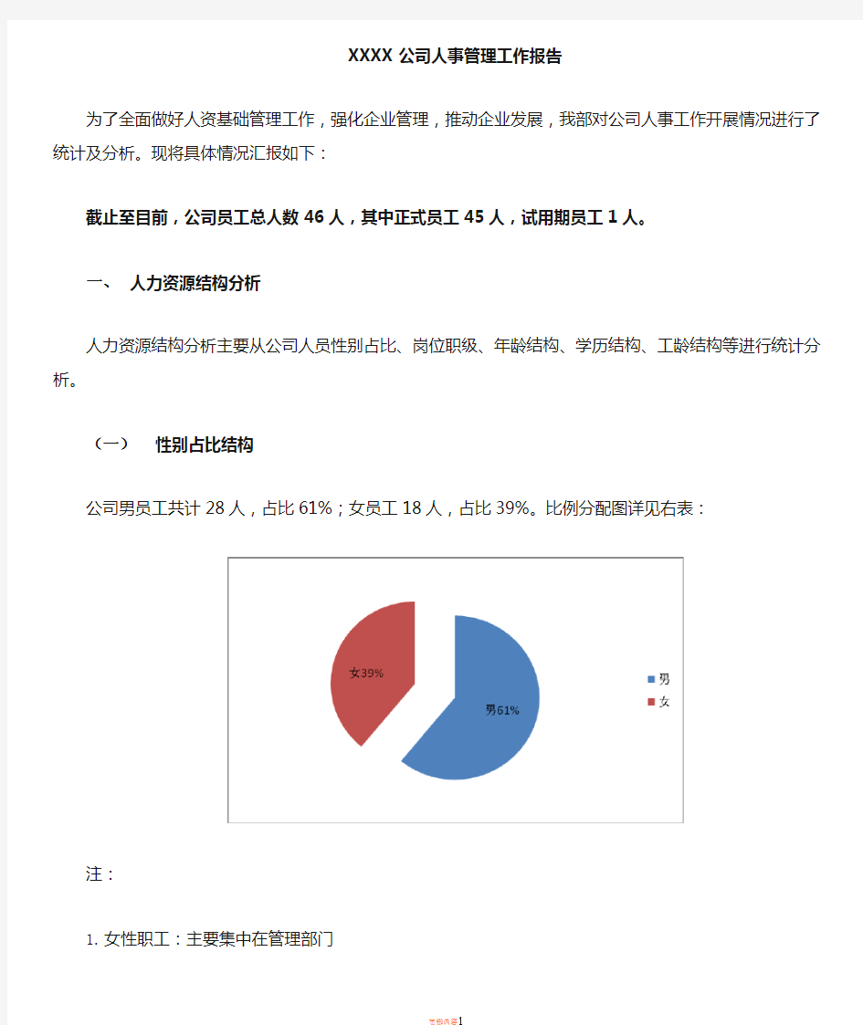 2017年年度人事工作情况汇报(重要)