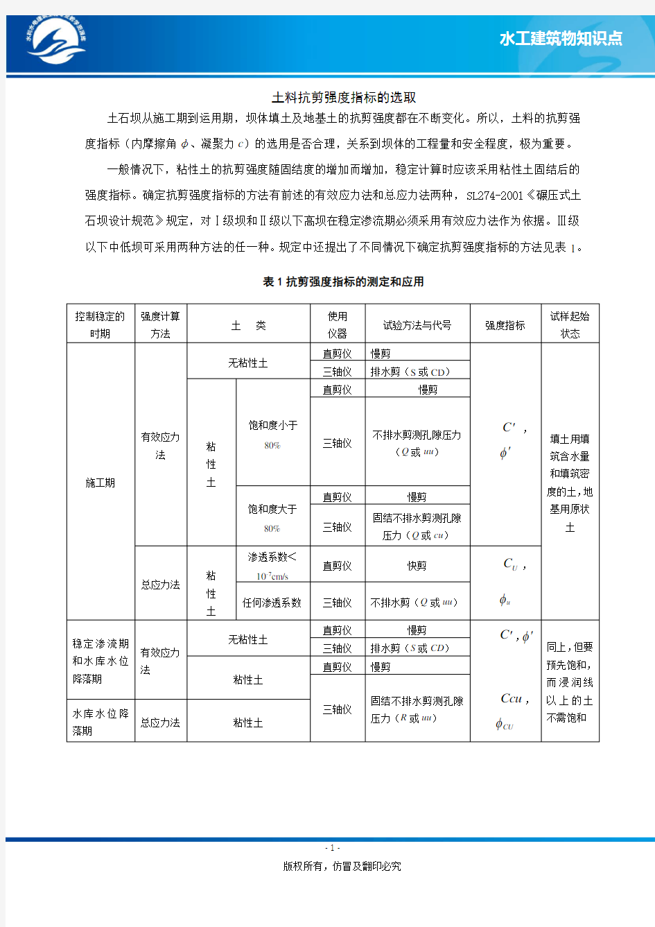 土料抗剪强度指标的选取.