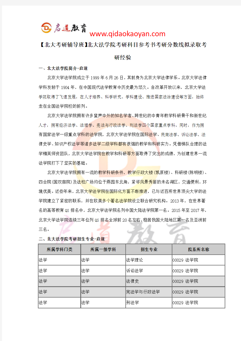 【北大考研辅导班】北大法学院考研科目参考书考研分数线拟录取考研经验