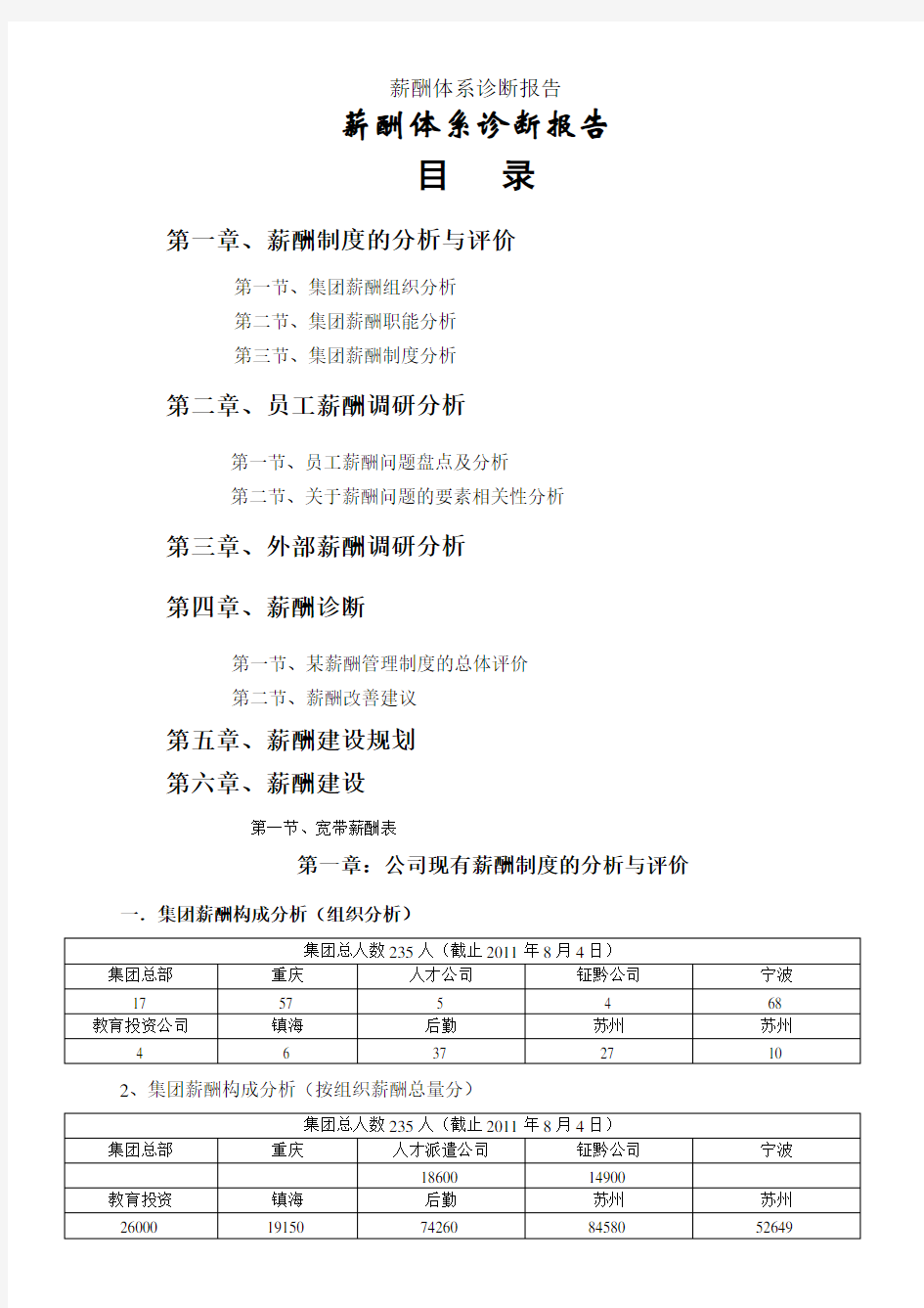 薪酬体系诊断报告