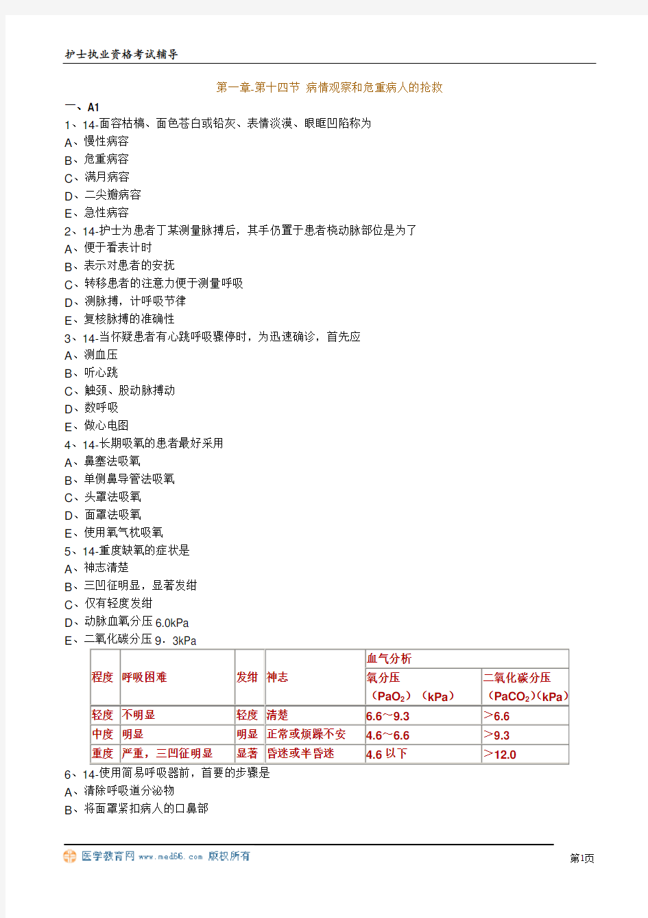 护士执业资格考试辅导习题 (6)