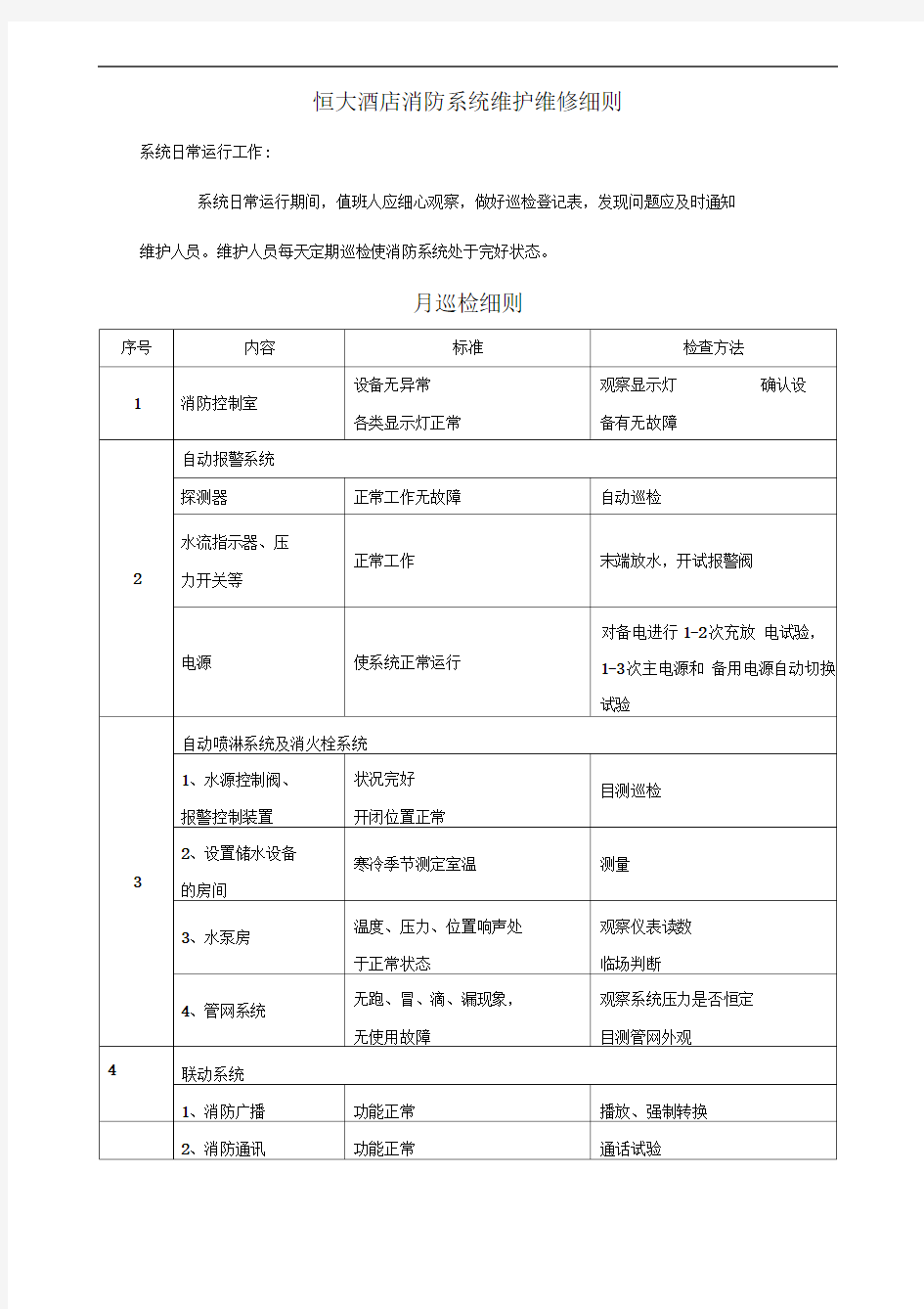 消防设施保养维修记录表格大全