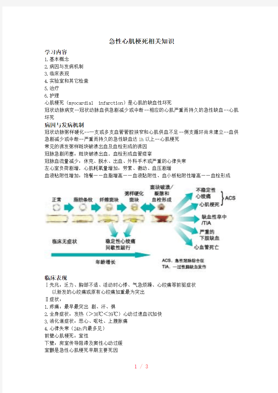 急性心肌梗死相关知识