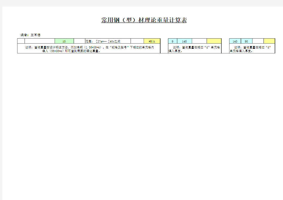 常用钢材理论重量计算表