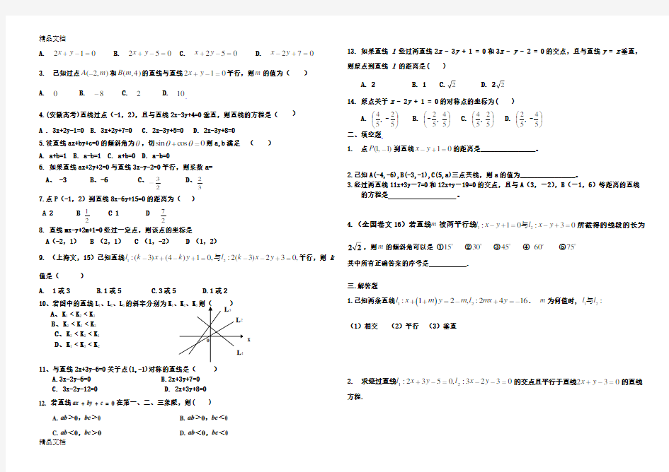 最新高中数学必修二第三章直线与方程知识点总结