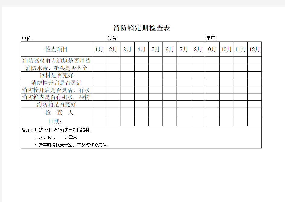 消防箱定期检查表