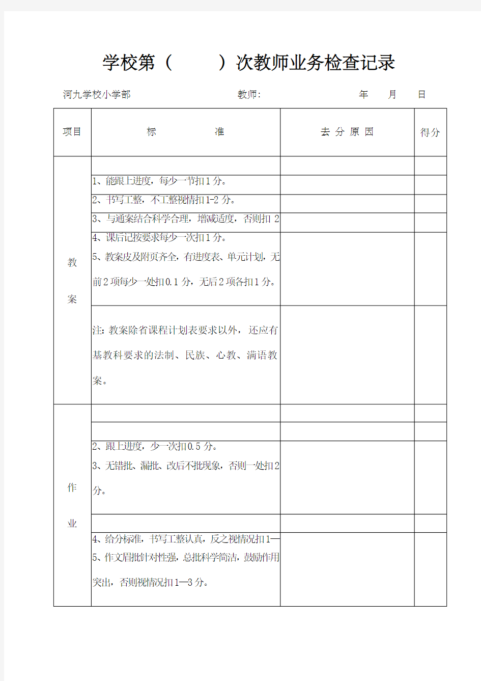 教师业务检查记录 