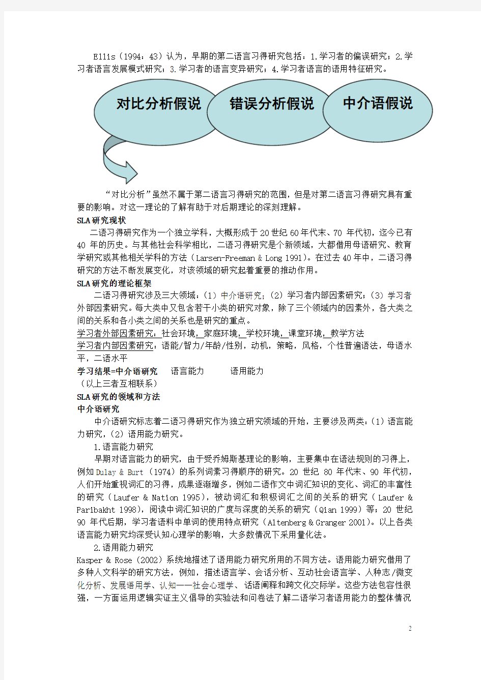 第二语言习得研究Understanding Second Language Acquisition