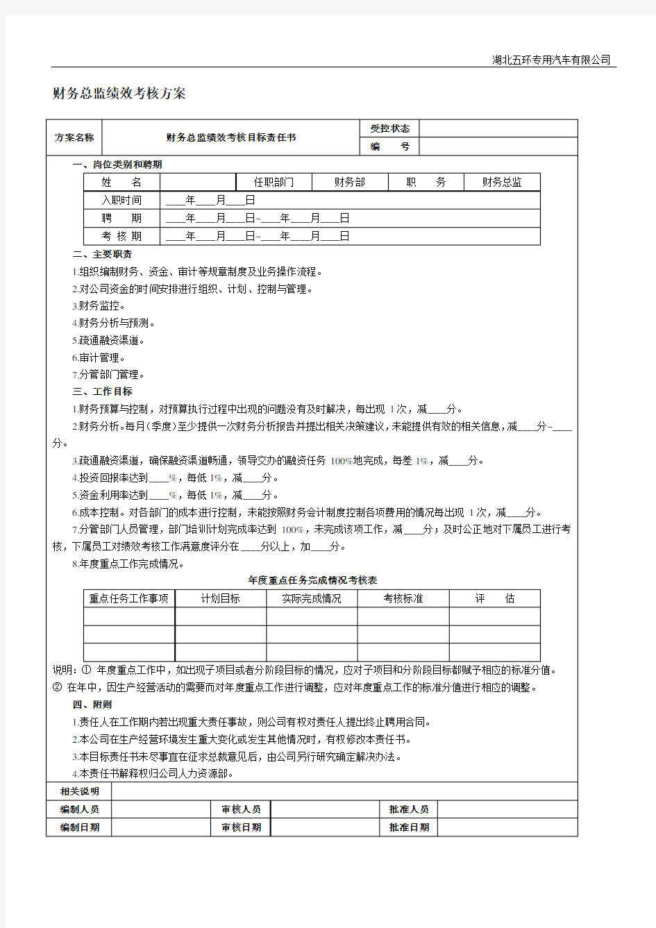 财务总监绩效考核方案