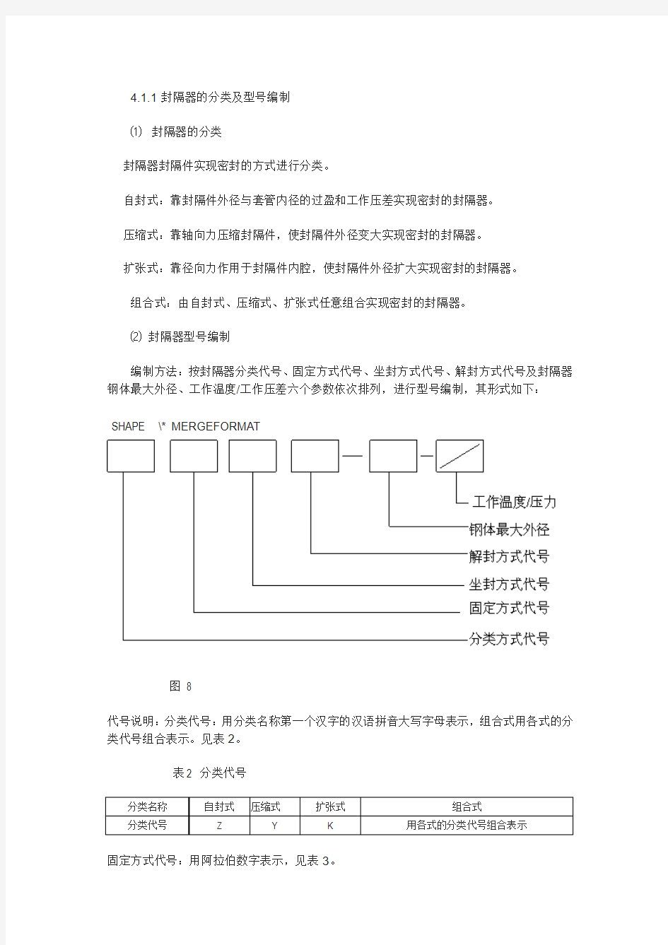 封隔器型号与原理