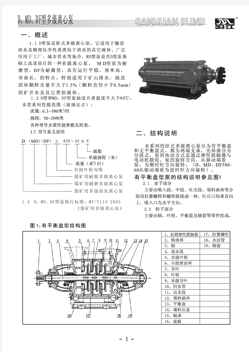 MD型耐磨多级离心泵说明书(PDF)