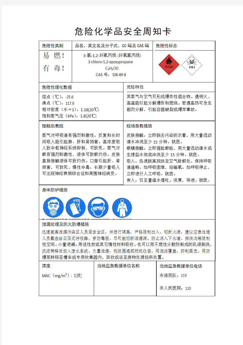 安全周知卡 版本