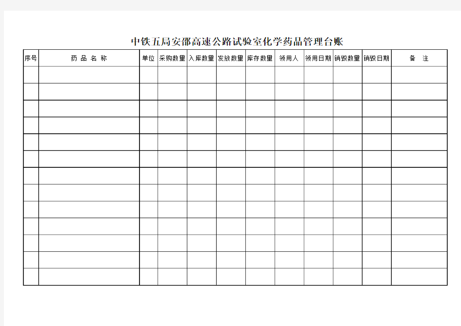 化学药品管理台账