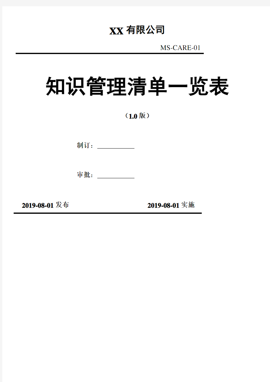 建筑企业知识管理清单一览表