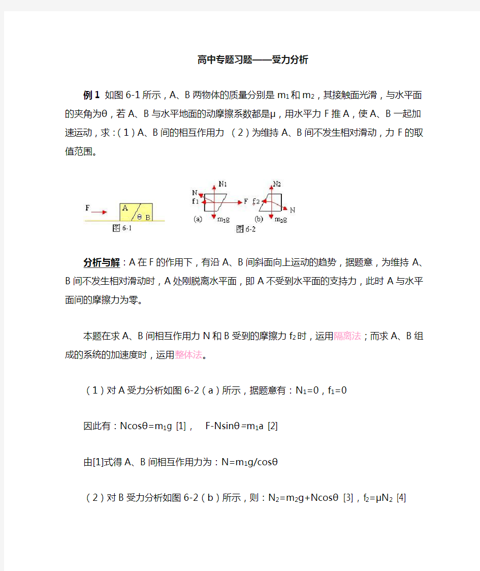 高中物理——受力分析专题习题及答案详细解答