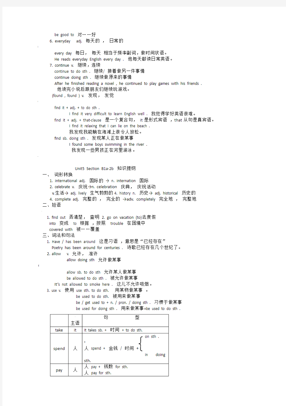 人教版九年级英语Unit5知识点总结