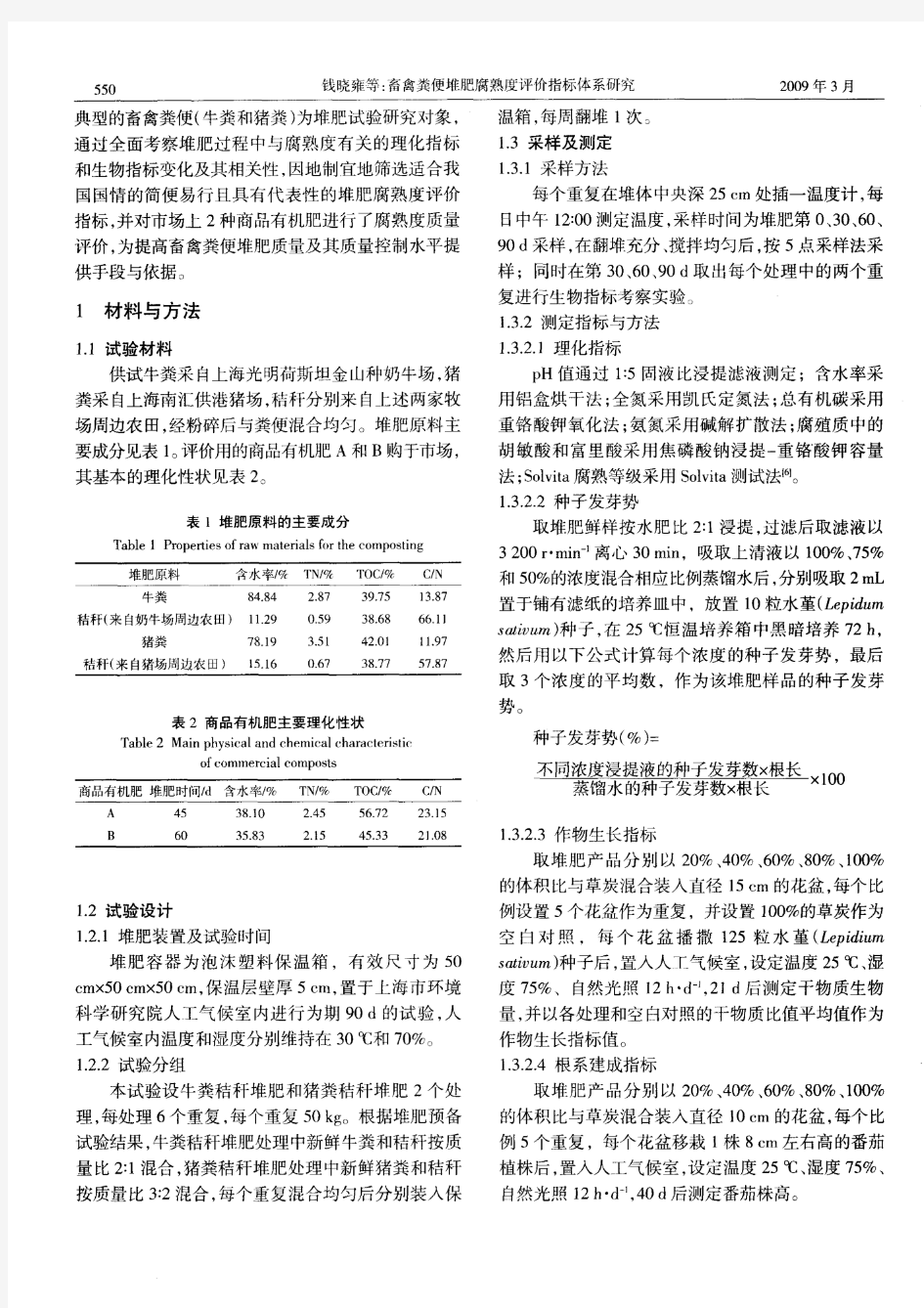 畜禽粪便堆肥腐熟度评价指标体系研究(2017.01.15)