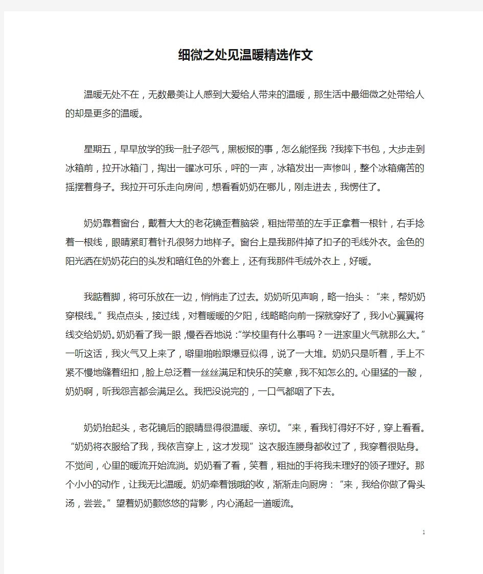 细微之处见温暖精选作文