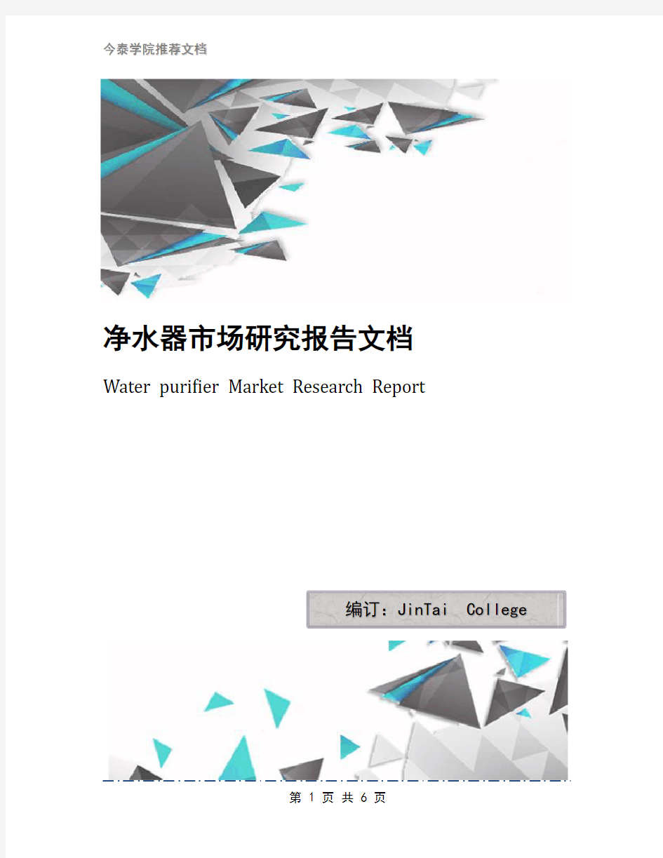 净水器市场研究报告文档