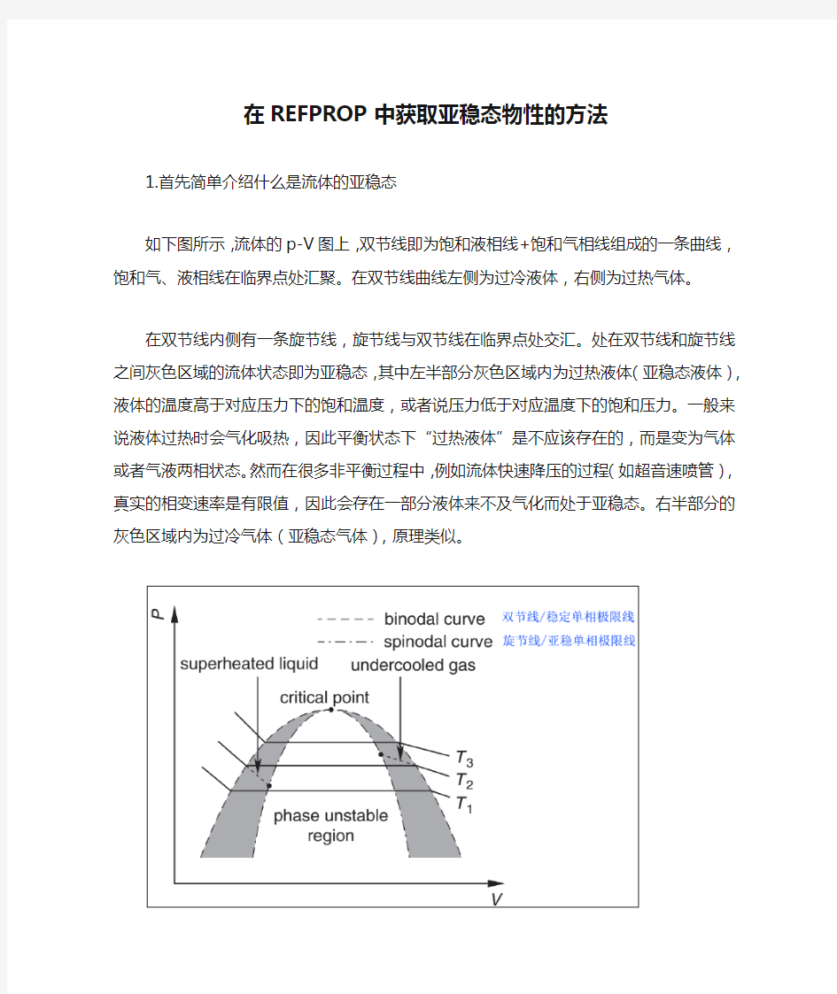 在REFPROP中获取亚稳态物性的方法